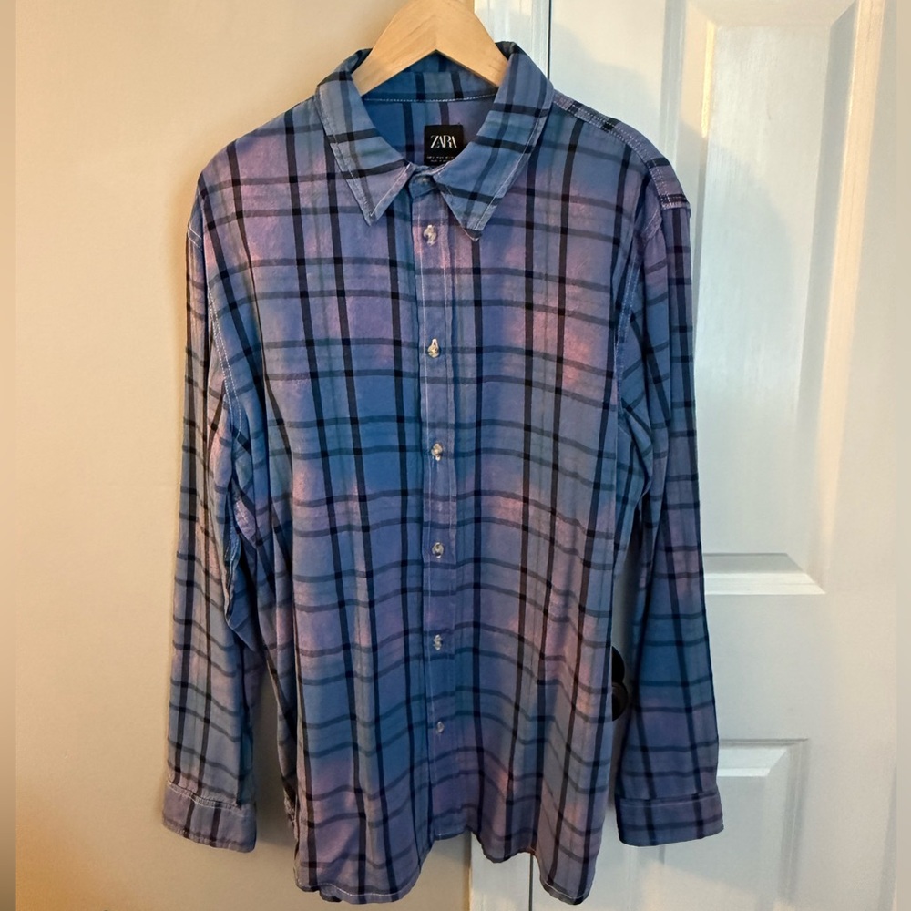 Zara Blue Plaid Men's Shirt